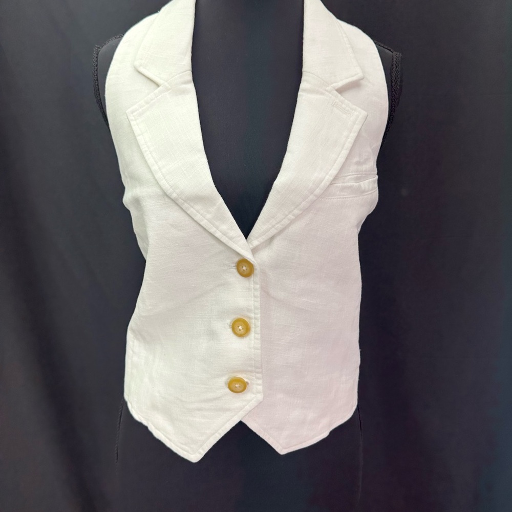 Free People Cream Vest with Gold Accents